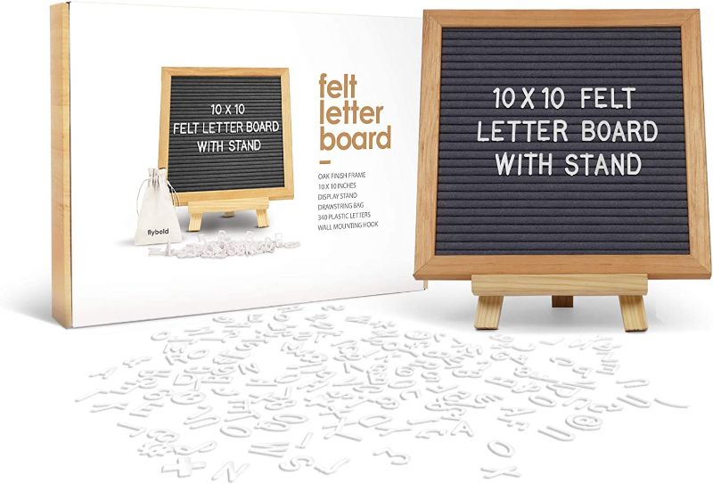 Photo 1 of Felt Letter Board Message Board Baby Announcement Board Changeable Letter Boards with 340 Letters Numbers Sign Adjustable Tripod Stand Letterboard For Birth Announcement Small Word Board Grey 10x10