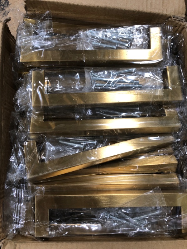 Photo 1 of 30 Pack Haliwu/Brass Drawer Pulls 5 inch, Gold Cabinet Handles Square Brushed Brass Handles Gold Kitchen Hardware Brass Pull