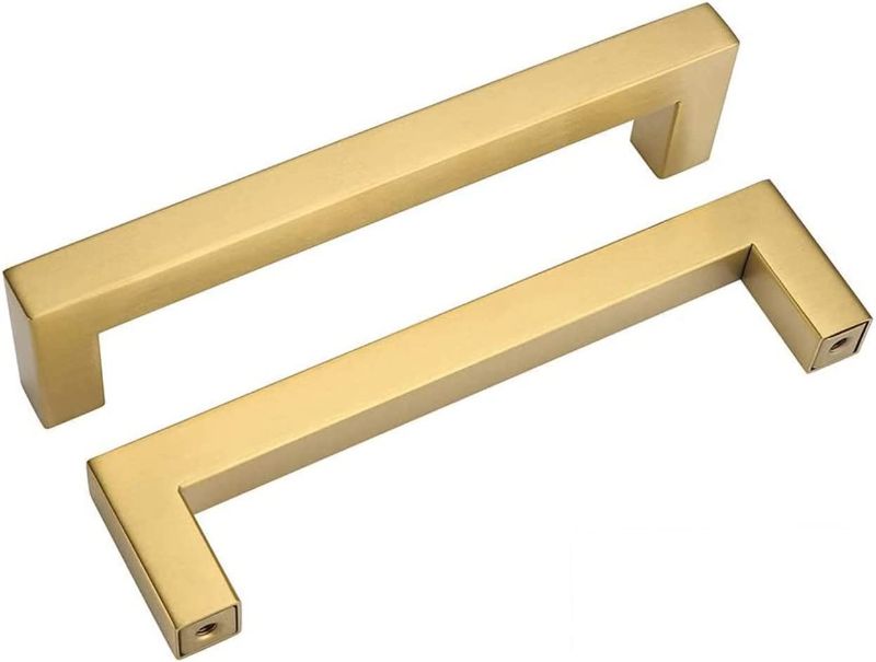 Photo 1 of 30 Pack Haliwu/Brass Drawer Pulls 5 inch, Gold Cabinet Handles Square Brushed Brass Handles Gold Kitchen Hardware Brass Pull