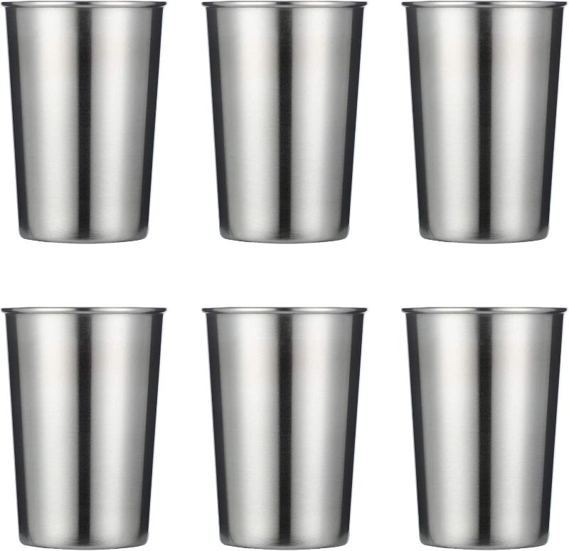 Photo 1 of 6 Ounce Stainless Steel Cups 6 Pack Metal Shatterproof Stackable Pint Drinking Cups