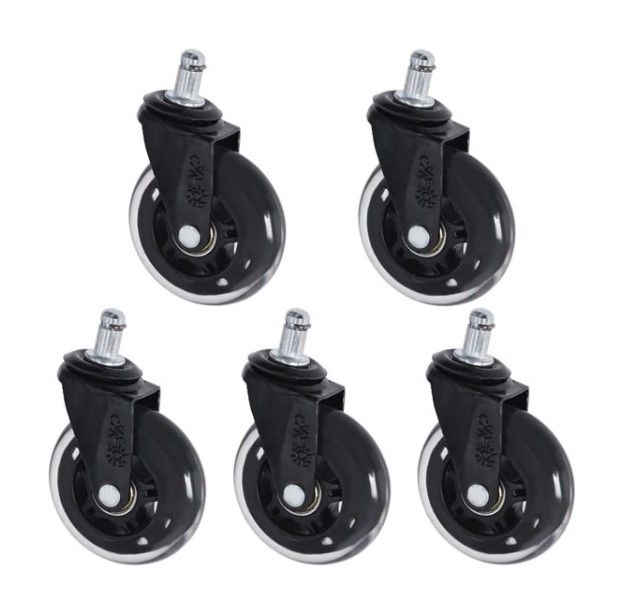 Photo 1 of 5 Pack 3 inch Caster Wheel 360 Degrees Rotable Black Smooth Sturdy Heavy Duty Swivel Chair Caster