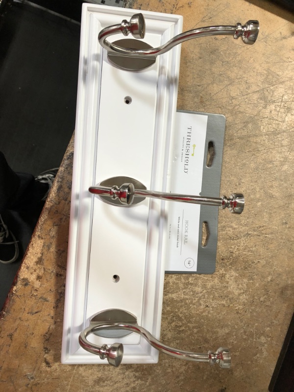 Photo 1 of 16" Hook Rail Elegant - White/Satin Nickel - Threshold™

