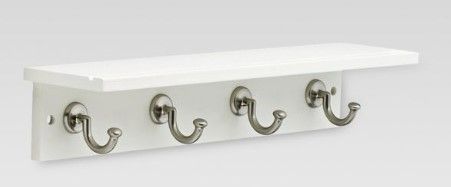 Photo 1 of 18" Hennepin Hook Rack with Ledge - White/Satin Nickel - Threshold™

