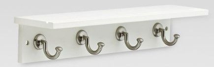 Photo 1 of 18" Hennepin Hook Rack with Ledge - White/Satin Nickel - Threshold™

