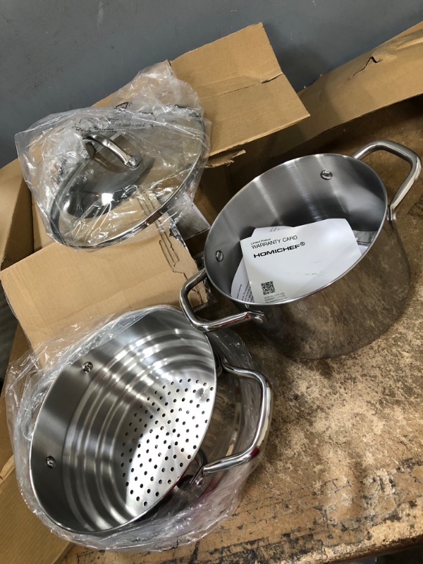 Photo 2 of 
HOMI CHEF 5QT LARGE 4.5" DEEP 3-RIDGE Universal Steamer Cookware (Nickel Free Stainless Steel, 3 Ridges for 8"/ 9"/ 9.5" Pot) - Steamer Inserts for Pots - Kitchen Steamer Basket Steamer Pot
