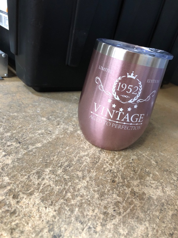 Photo 2 of 1971 Limited Edition 50th Birthday Gift For Women Aged to Perfection on Rose Gold 12 oz Insulated Wine Tumbler
