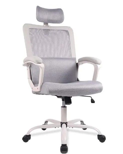 Photo 1 of USED: Ergonomic Gray Mesh Home Office Chair with Lumbar Support/Adjustable Headrest/Armrest and Wheels/Mesh High Back