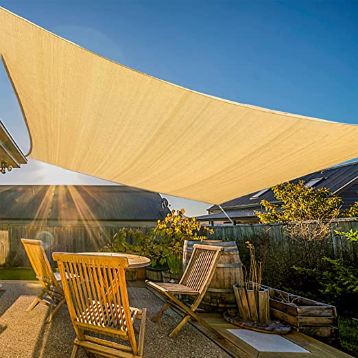 Photo 1 of Artpuch Shade Sails 185GSM Rectangle Shade Sail UV Block for Patio Garden Outdoor Facility (16'x20', Sand)
