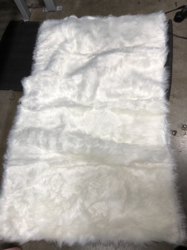 Photo 1 of Ashle Home DecorvFaux Sheepskin Rug, 34x60in Fluffy Faux Fur Area Rugs for Bedroom Living Room, Kids Plush Fur Carpets for Boys Girls Nursery Home Decor, White