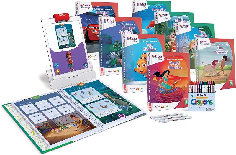 Photo 1 of BYJU’S Learning Featuring Disney, 1st Grade Premium Kit Ages 5-7-Featuring Disney & Pixar Characters-Reading, Addition/Subtraction, Writing & Phonics-Powered by Osmo-Works with iPad(Amazon Exclusive)