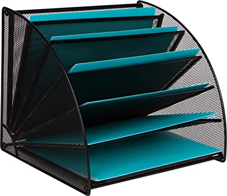 Photo 1 of Mesh Office Organizer for Desk - Fan Shaped Desktop Organizer with 6 Compartments for Filing Paper, Bills, Letters. Desk File Organizer for Work, School, Office, Waiting Room, Classroom, and More
25