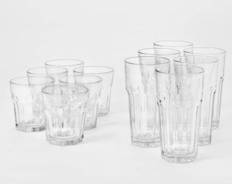 Photo 1 of 12pc Glass Tremont Tall and Short Faceted Tumbler Set - Threshold™

