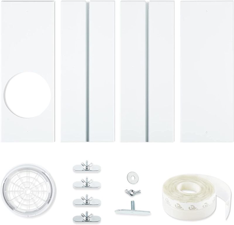 Photo 1 of AIGLUN Portable Air Conditioner Window Kit, Portable AC Window Kit, Air Conditioner Window Kit with 3 Adjustable Slide Seal Plates and 5.9" Hose Adapter, Air Conditioner Window Panel
