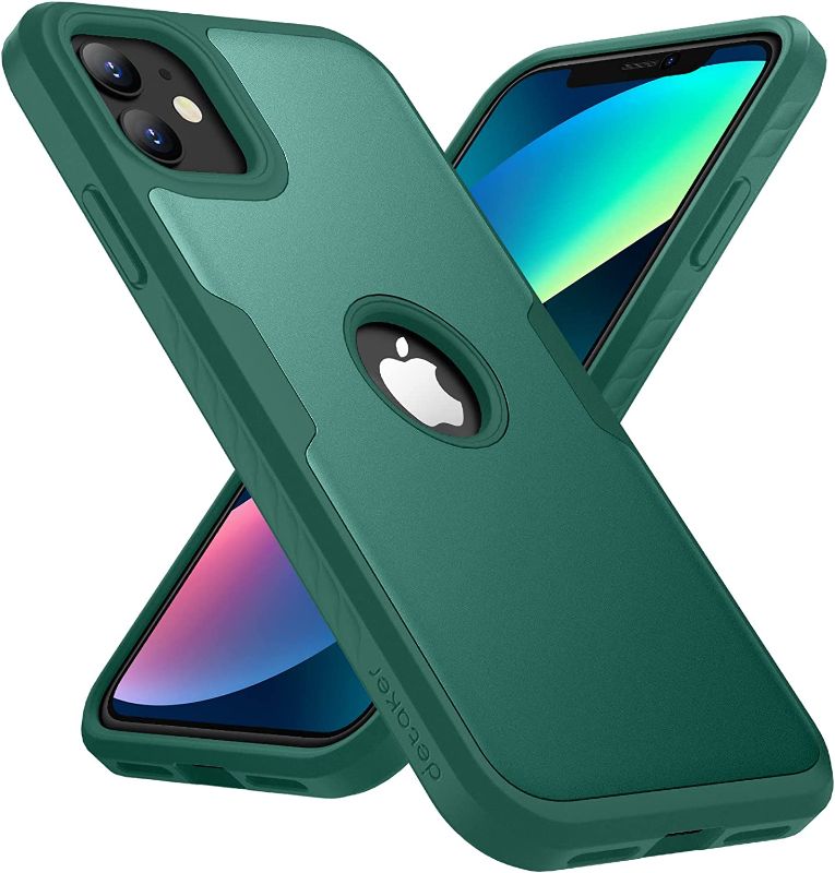 Photo 1 of DETAKER Designed for iPhone 11 Case, Double Layers Shockproof Heavy-Duty Case Anti-Scratches Lightweight Protective Slim for iPhone 11 Case 6.1 inch, Midnight Green
