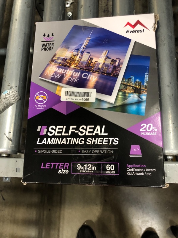 Photo 2 of Everest Self Adhesive Laminating Sheets, Single Sided, Waterproof, Removable Adhesive Within 24 Hours, 9 x 12 Inches, 60 Clear Self Seal Laminating Sheets, Letter Size
