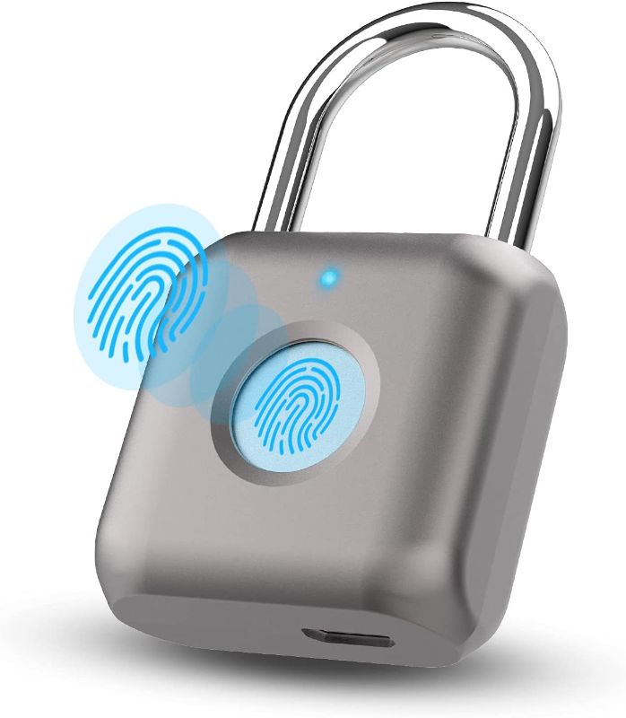 Photo 1 of Fingerprint Padlock, Smart Padlock, Locker Lock, Biometric Metal Keyless Thumbprint Lock