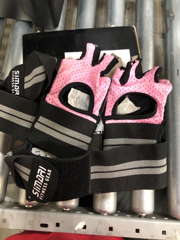 Photo 2 of SIMARI Workout Gloves  with Wrist Wraps Support pink medium