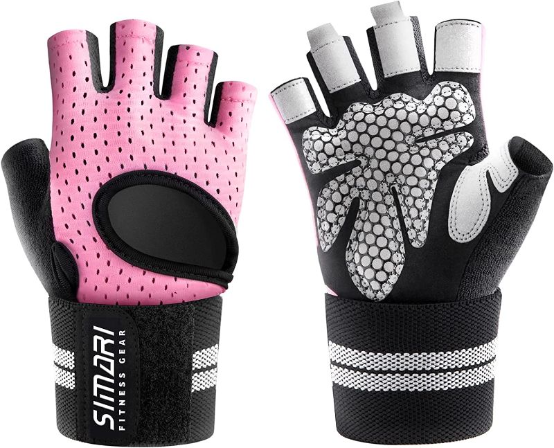 Photo 1 of SIMARI Workout Gloves  with Wrist Wraps Support pink medium