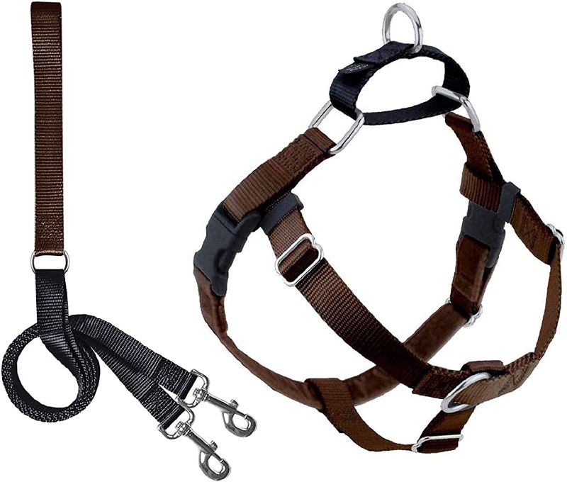 Photo 1 of 2 Hounds Design Freedom No Pull Dog Harness | Adjustable Gentle Comfortable Control for Easy Dog Walking |for Small Medium and Large Dogs | Made in USA | Leash Included | 1" MD Brown
