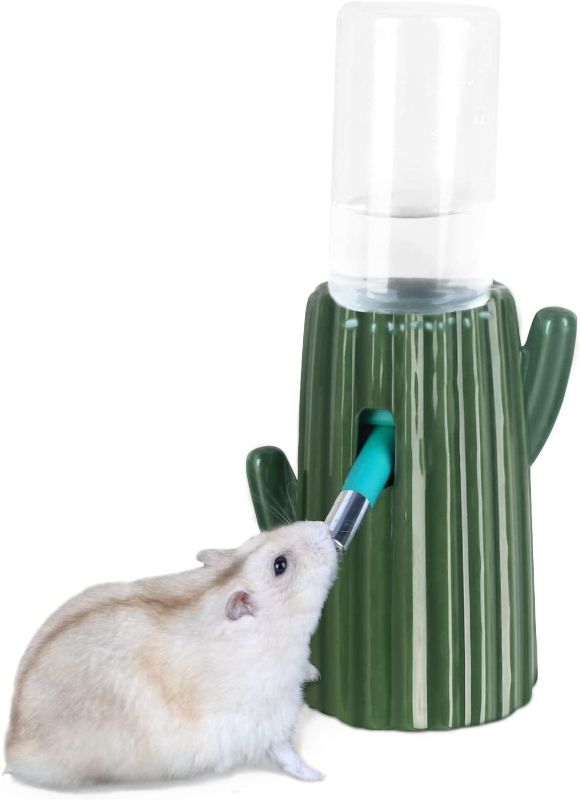 Photo 1 of BUCATSTATE Cactus Ceramic Leakproof Hamster Water Bottle Guinea Pig Water Bottles Rabbit Water Bottle with Holder Water Feeder for Small Animals
