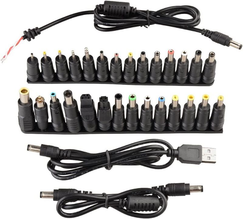 Photo 1 of *INCOMPLETE* Onite Dc Charging Cable, with 28pcs Different Size DC Famale 5.5x2.1mm to Male Plug Tips and 3pcs USB Cable or DC to DC Cord
