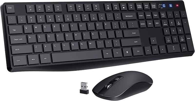 Photo 1 of PONVIT PC230 Wireless Keyboard Mouse Combo, Energy Saving, Slim Quick 2.4GHz Cordless Full Size Computer Keyboard Silent & 3 Adjustable DPI USB Mouse Independent On/Off Switch for PC Laptop, Black
