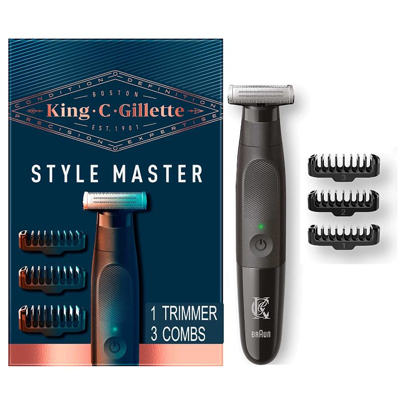 Photo 1 of King C. Gillette Beard Trimmer for Men, Includes 1 Cordless Style Master Trimmer with One 4D Blade and 3 Interchangeable Combs, Waterproof
