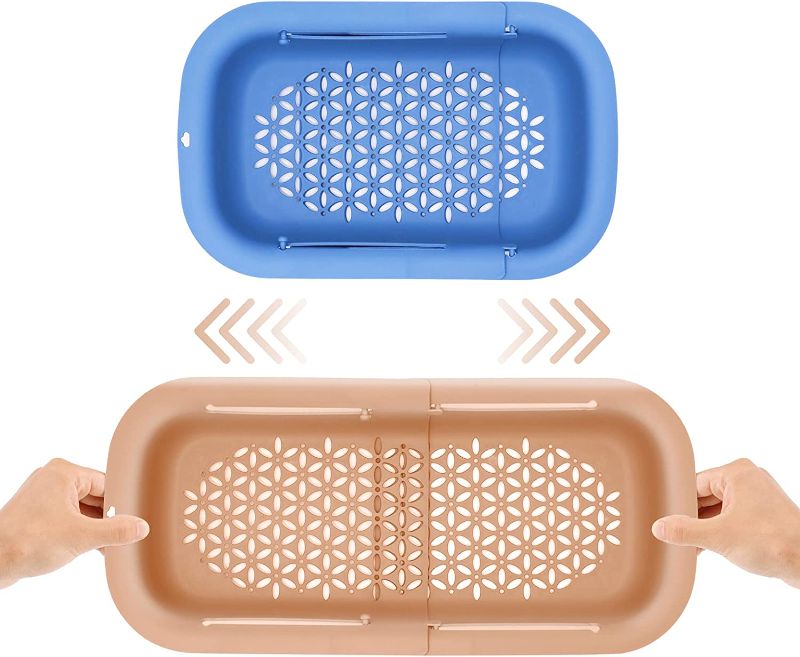 Photo 1 of 2 Pack Collapsible Colander Extendable Strainers for Kitchen, Removable Color Matching Extendable Strainer, Over the Sink Fruit and Vegetable Wash, Strain Pasta, Food Strainers WHITE

