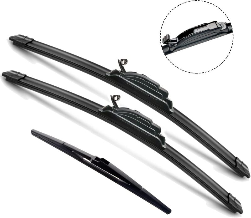 Photo 1 of *INCOMPLETE* JustCar 3 wipers Replacement for 2010-2015 Toyota Prius 2012-2015 Toyota Prius Plug-In 2004-2005 Toyota Sienna, Windshield Wiper Blades Original Equipment Replacement - 26"/19"/16" (Set of 3) U/J HOOK
