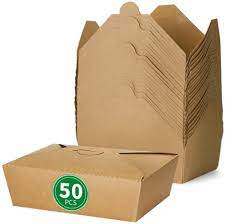 Photo 1 of 50 Pack 70 oz Take Out Food Container Large - Heavy Duty Microwavable Kraft Brown Paper Food To Go Box #3 - Leak Grease Resistant Disposable Recyclable Cardboard Lunch Box for Restaurant,Catering,Part
