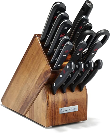 Photo 1 of **MISSING 4 KNIVES**
WUSTHOF CLASSIC 16-PIECE KNIFE BLOCK SET (ACACIA BLOCK)
