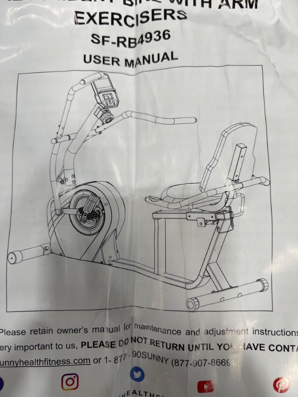 Photo 1 of ***PARTS ONLY*** sunny health bike(UNKNOWN MODLE)