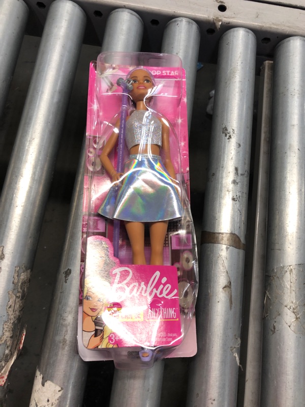 Photo 1 of Barbie Careers Pop Star Doll, Long Pink Hair with Iridescent Skirt