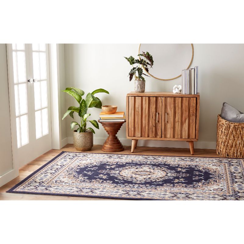 Photo 1 of 5 Ft. 2 in. X 7 Ft. 4 in. Premium Sakarya Area Border Rug - Navy Blue