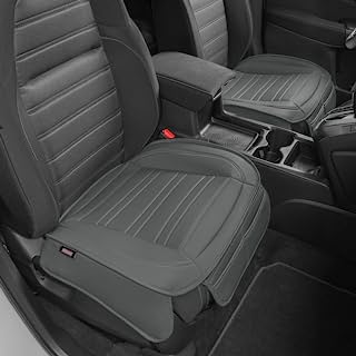 Photo 1 of Motor Trend Gray Faux Leather Seat Covers Full Set with Front and Back Seat Covers – Universal Padded Car Seat Cushions with Storage Pockets