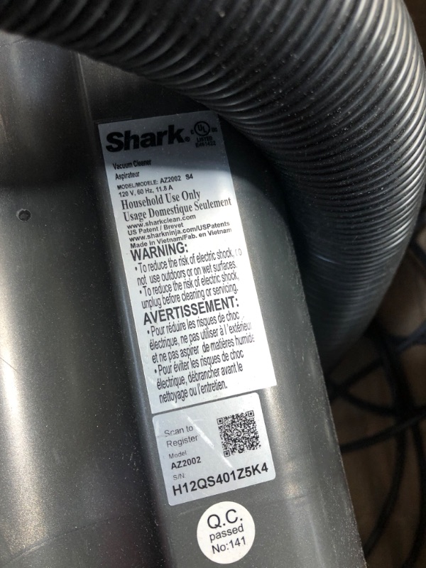 Photo 3 of (VERY DUSTY/SCRATCHED) Shark AZ2002 Vertex Powered Lift-Away Upright Vacuum with DuoClean PowerFins, Self-Cleaning Brushroll, Large Dust Cup, Pet Crevice Tool, Dusting Brush & Self-Cleaning Pet Power Brush, Silver/Rose Gold
