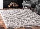 Photo 1 of (DIRTY) Gray Shaggy Lattice Tassel Area Rug 5'3" x 7'7"