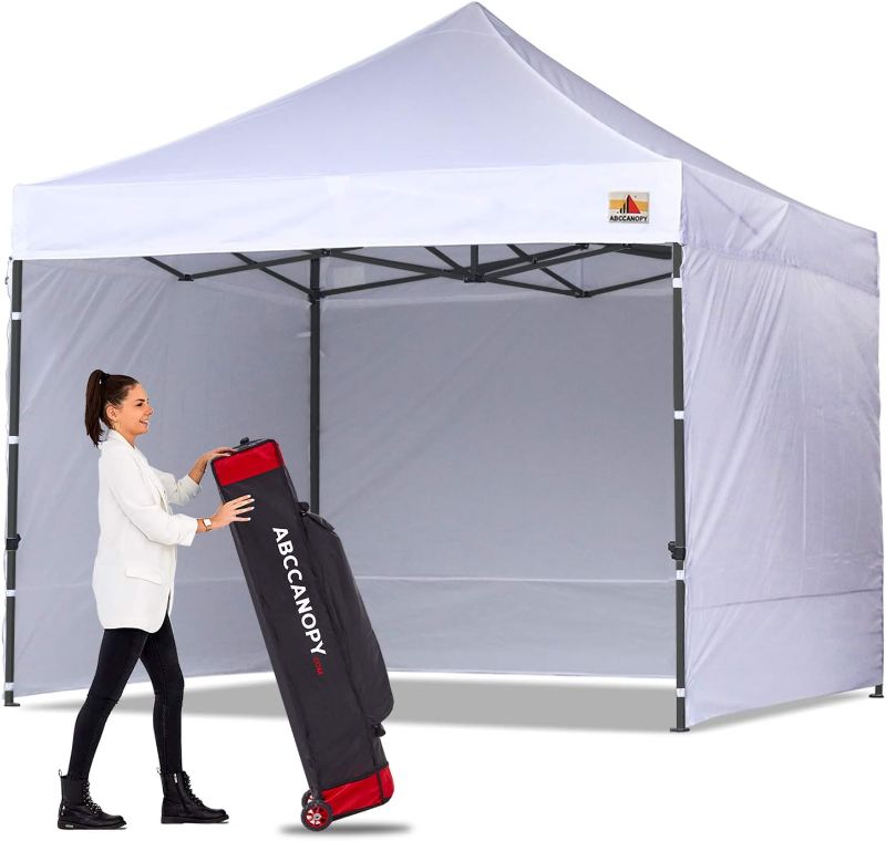 Photo 1 of ABCCANOPY Heavy Duty Ez Pop up Canopy Tent with Sidewalls 10x10, White
