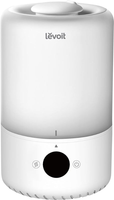 Photo 1 of LEVOIT Ultrasonic Cool Mist Humidifiers, Adjustable 360° Rotation Nozzle, Auto Safety Shut Off, Lasts Up to 25 Hours, Filter Free, Optional LED Display Light, Ideal for Bedroom, 3L, White
