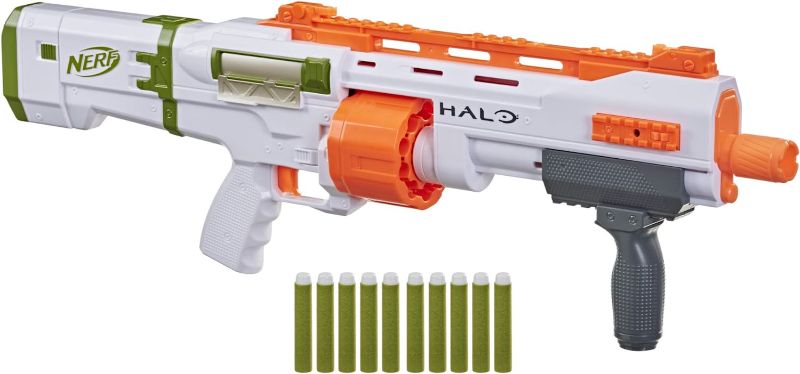 Photo 1 of 
NERF Halo Bulldog SG Dart Blaster -- Pump-Action, Rotating 10-Dart Drum, Tactical Rails, 10 Official Elite Darts, Skin Unlock Code
