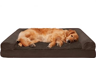 Photo 1 of Furhaven Plush & Suede Sofa-Style Cooling Gel Foam Dog Bed - Espresso, Jumbo (X-Large)
