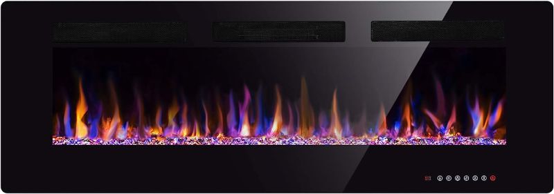 Photo 1 of 50" Electric Fireplace in-Wall Recessed and Wall Mounted 1500W Fireplace Heater and Linear Fireplace with Timer/Multicolor Flames/Touch Screen/Remote...
