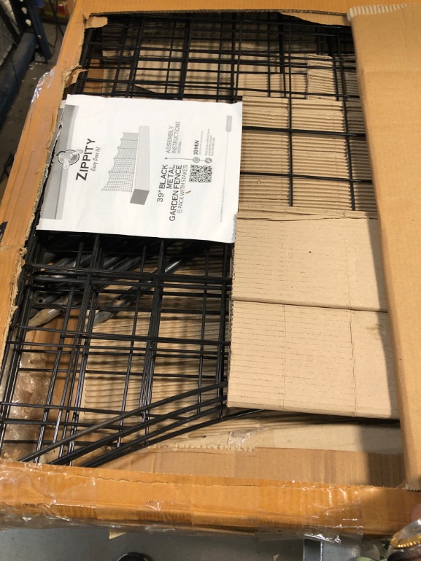 Photo 1 of 3.25 ft. H x 3 ft. W Zippity Black Metal Garden Fence Panel with Stakes (5-pack)