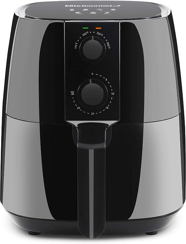 Photo 1 of Elite Gourmet EAF4617 Electric Hot Air Fryer, 1350 Watts, Oil-Less Healthy Cooker, Timer & Temperature Controls, PFOA/PTFE Free, Includes Recipes, 4 Quart, Black
