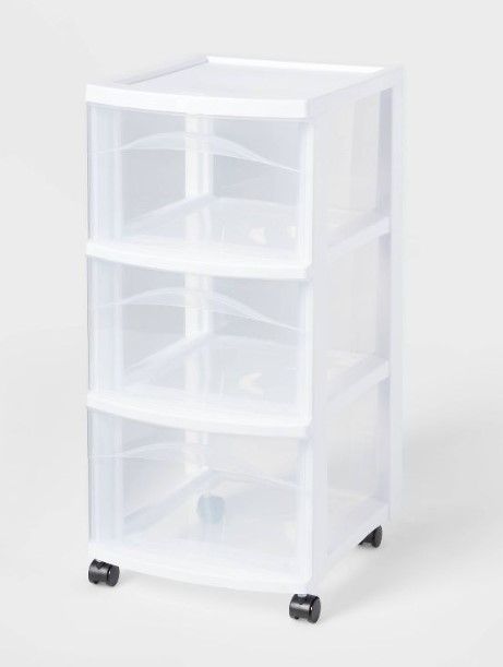 Photo 1 of 3 Drawer Medium Cart White - Brightroom™
 24.5 Inches (H) x 12.62 Inches (W) x 14.62 Inches (D
