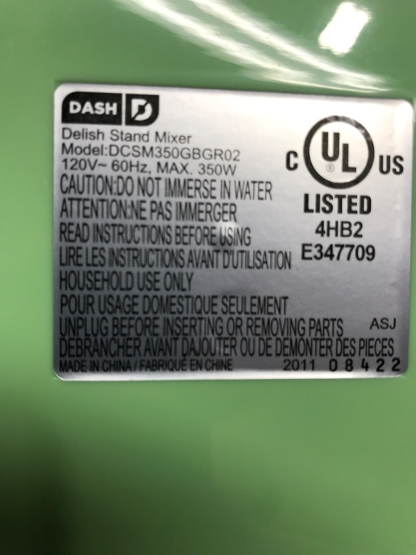 Photo 2 of ***TESTED-FUCTIONAL*** Delish by DASH Compact Stand Mixer, 3.5 Quart with Beaters & Dough Hooks Included - Green 3.5 Quart GREEN