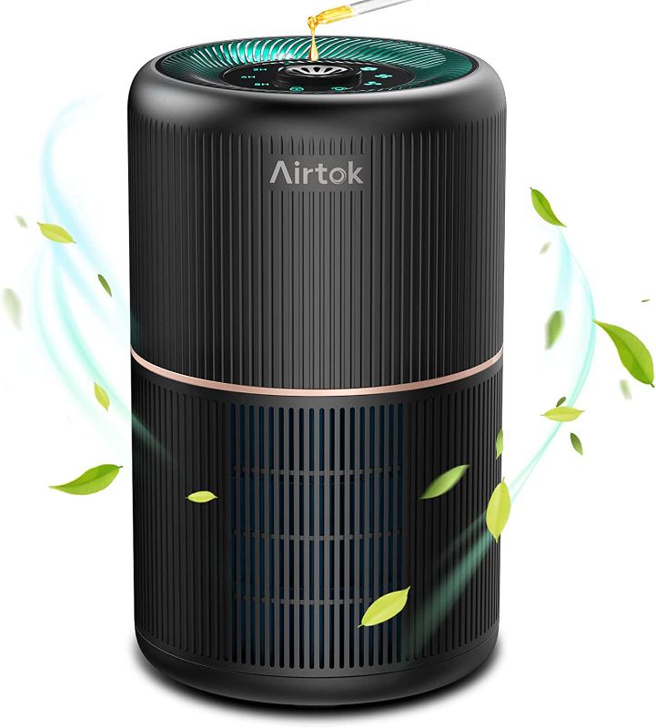 Photo 1 of AIRTOK HEPA Air Purifier for Home Bedroom with Fragrance Sponges | 4-In-1 H13 True HEPA Air Filter for Smoke Dust Pollen Pet Dander Odors,99.97% Removal to 0.1 Microns | Ozone-Free, Night Light,Black
