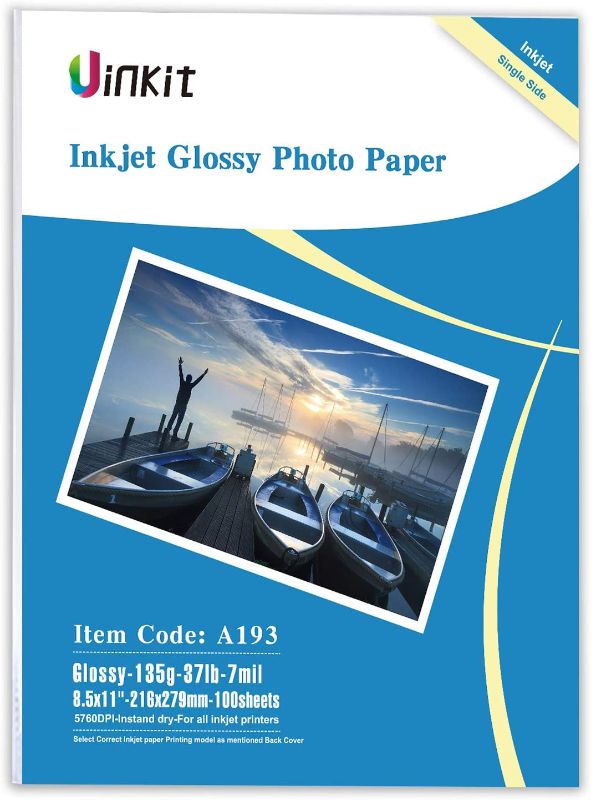 Photo 2 of Thin Inkjet Printer Brochure Flyer Paper Glossy 100 Sheets for DIY Chip Bag 8.5x11 36lb 100 pack Photos Picture For Inkjet Printing letter size A4 Instant Dry 135gsm 8.5 x 11 inches Uinkit