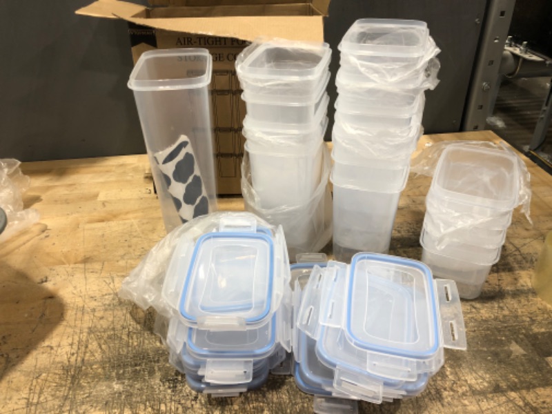 Photo 1 of 15 piece Vtopmart Airtight Food Storage Containers Set with Lids, 15pcs BPA Free Plastic Dry Food Canisters for Kitchen Pantry Organization and Storage, Dishwasher safe,Include 24 Labels, Blu