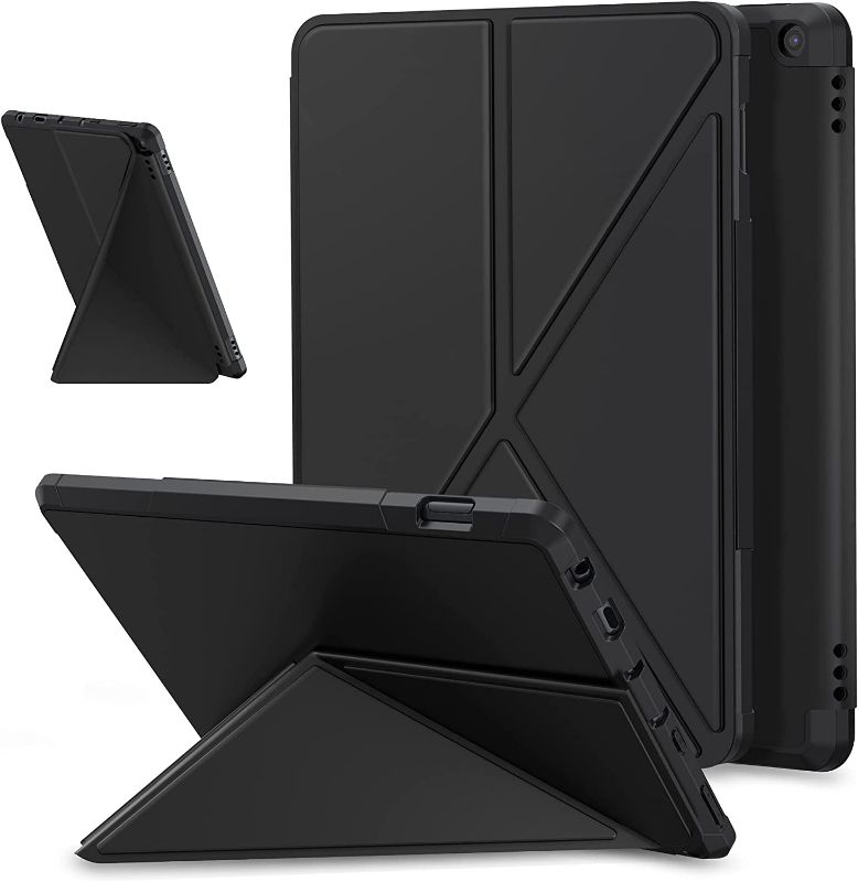 Photo 1 of E NET-CASE Origami Case for All-New Amazon Fire HD 10 & Fire HD 10 Plus Tablet (Only Compatible with 11th Generation 2021 Release) - Multi Angle Magnetic Standing Cover with Auto Sleep/Wake (Black)